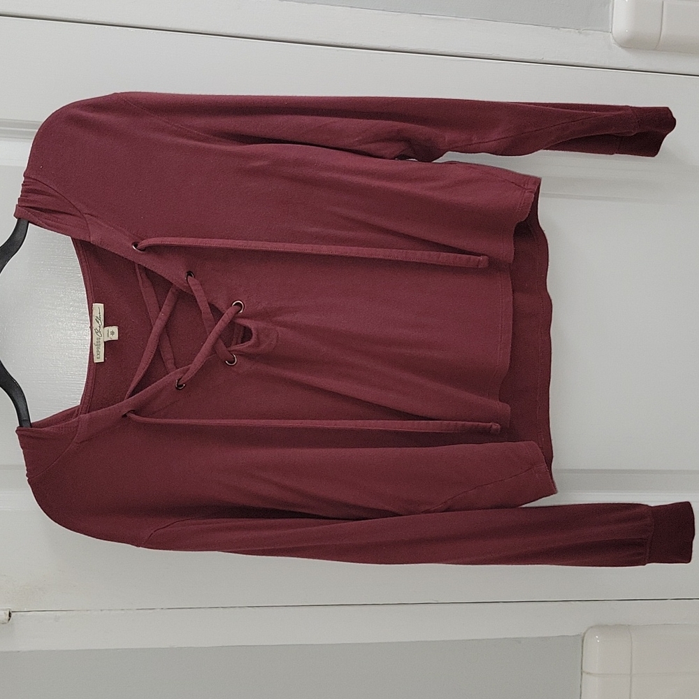 Express One Eleven lightweight criss cross hooded top sweater Sweatshirt hoddie